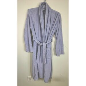 Lands End Womens Long Sleeve Full Length Plush Cotton Terry Cloth Robe Pockets M